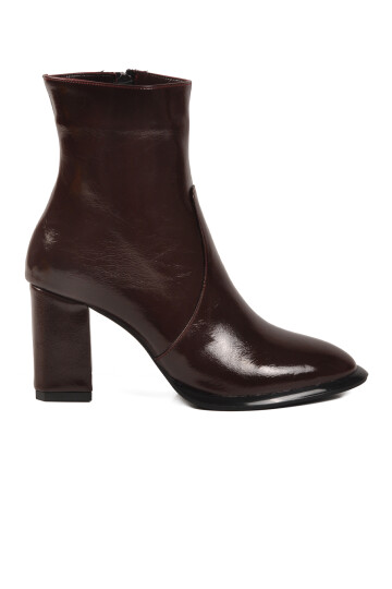 Bordo Polarlı Fermuarlı Kadın Topuklu Bot 878601 Z