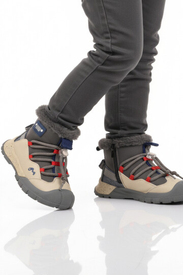 Gri İçi Kürklü Soğuğa Dirençli Kaymaz Taban Erkek Çocuk Bot 22671 F