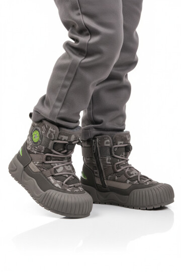 Gri İçi Kürklü Soğuğa Dirençli Kaymaz Erkek Çocuk Bot 22664 P