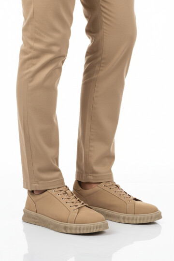 Kum Nubuk Hakiki Deri Büyük Numara Erkek Casual Ayakkabı 2516 M