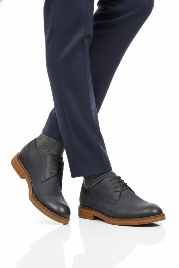 Lacivert Nubuk Hakiki Deri Erkek Casual Ayakkabı Po 2226 M