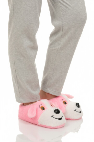 Pembe Köpek Desenli Unisex Panduf 26K001