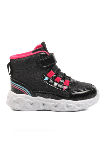 Black Polyester Blend Girls Boots Kids B