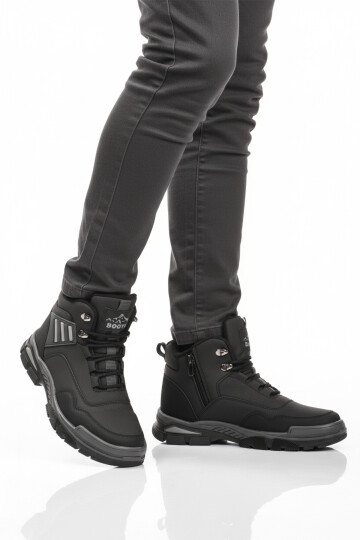 Siyah Gri Kaymaz Taban Fermuarlı Unisex Outdoor Bot 444 G