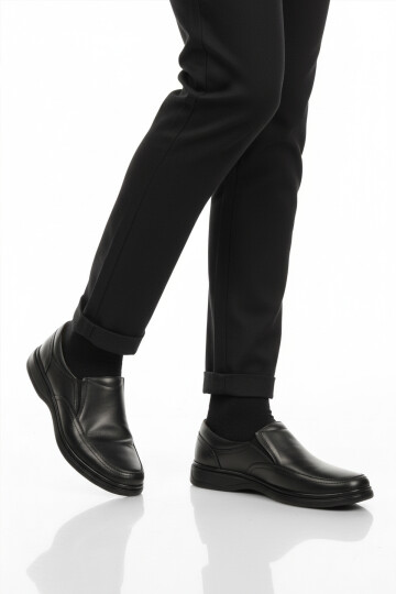 Black Genuine Leather Mens Casual Shoes DSN 2035 M