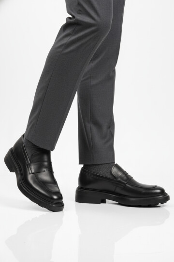 Siyah Hakiki Deri Erkek Casual Ayakkabı 3254 M