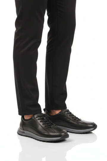 Siyah Hakiki Deri Erkek Sneaker 2036 M