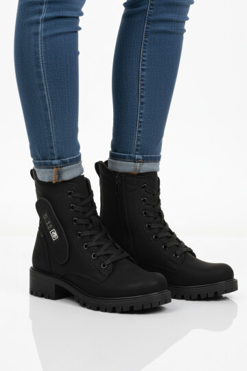 Siyah Nubuk İçi Polarlı Kaymaz Taban Fermuarlı Kadın Bot 24024 Z