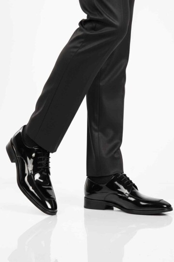 Siyah Rugan Hakiki Deri Erkek Klasik Ayakkabı 3265 M