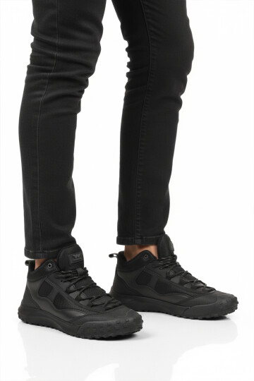 Siyah Bağcıklı Kaymaz Taban Erkek Outdoor Ayakkabı Mün 2025 M