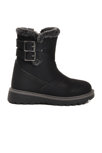Siyah İçi Polarlı Kaymaz Kız Çocuk Bot Buckle F