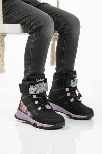 Siyah İçi Kürklü Soğağa Dirençli Kaymaz Kız Çocuk Bot 999 F