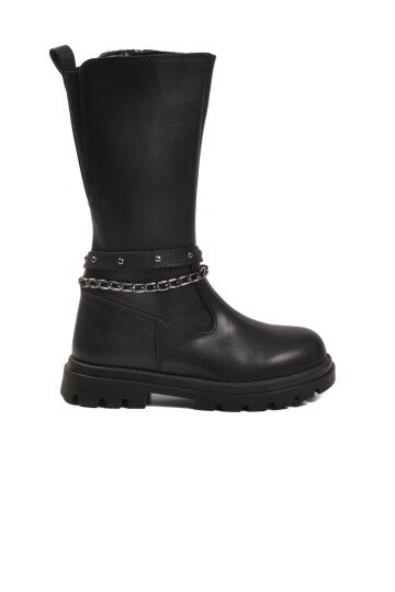 Siyah İçi Polarlı Fermuarlı Kız Çocuk Çizme Paris-26K F