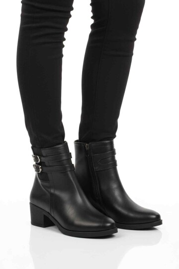 Siyah İçi Kürklü Topuklu Kadın Bot 1006 Z