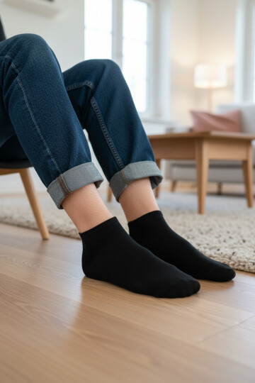 Siyah Dikişli Likralı Bambu Erkek Çorap BMB-2183