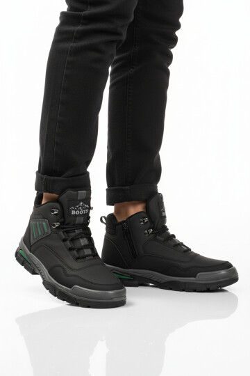 Siyah Yeşil Kaymaz Taban Fermuarlı Unisex Outdoor Bot 444 G