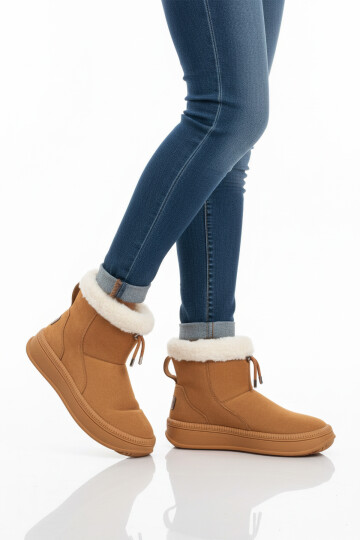 Taba Kürklü Kaymaz Soğuğa Dirençli Kadın Bot 25003 Z