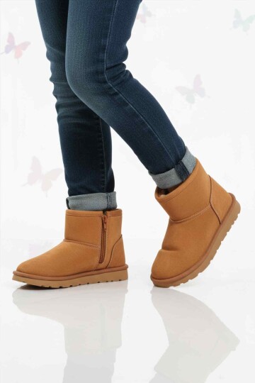 Taba Süet İçi Kürklü Soğuğa Dirençli Kız Çocuk Bot 2096 F