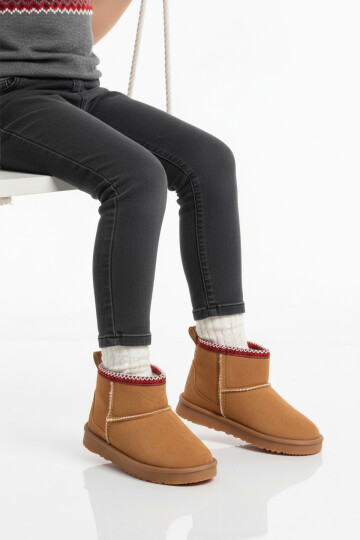 Taba Süet İçi Kürklü Soğuğa Dirençli Kız Çocuk Bot Ugy F