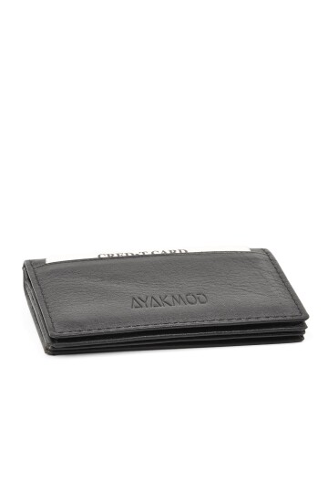 Black Genuine Leather Mens Card Holder 9524
