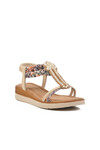 Beige Embroidered Light Thin Sole Womens Sandals 358131 Z