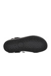 Black Genuine Leather Womens Flat Sandals 202064Y Z