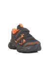 Black Orange Velcro Mesh Unisex Kids Sports Shoes 1500 P