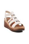 White Velcro Heeled Womens Sandals T-001 Z