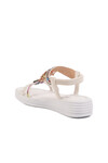 Beyaz İşlemeli Hafif Kadın Sandalet Florin T-008 Z