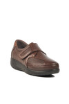 Brown Genuine Leather Velcro Anatomical Womens Casual Shoes 42633 Z