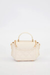 Cream Rectangular Metal Lock Shoulder Bag 930428