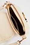Cream Rectangular Metal Lock Shoulder Bag 930428