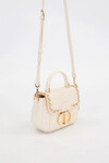 Cream Rectangular Metal Lock Shoulder Bag 930428