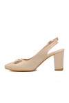 Krem Yüksek Topuklu Kadın Abiye Ayakkabı PC-53113 Z