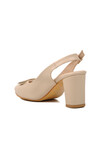 Krem Yüksek Topuklu Kadın Abiye Ayakkabı PC-53113 Z
