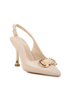 Krem İnce Topuklu Abiye Ayakkabı PC-54547 Z