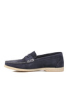 Navy Blue Suede Genuine Leather Mens Casual Shoes 4Y1605 M