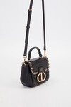 Black Rectangular Metal Lock Shoulder Bag 930428