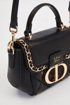 Black Rectangular Metal Lock Shoulder Bag 930428