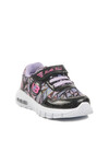 Black Lilac Velcro Lighted Girls Sneakers 336126 B