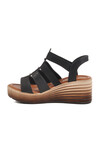 Siyah Cırtlı Topuklu Kadın Sandalet T-001 Z