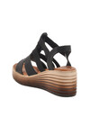 Siyah Cırtlı Topuklu Kadın Sandalet T-001 Z