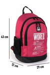 Claret Red Black Unisex School Bag 03834