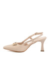 Cream Heeled Womens Evening Shoes PC-54663 Z