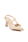 Cream Heeled Womens Evening Shoes PC-54663 Z