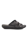 Black Genuine Leather Mens Slippers 476449 M