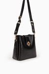 Black Wrinkled Patent Leather Womens Shoulder Bag 930167