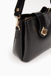 Black Wrinkled Patent Leather Womens Shoulder Bag 930167
