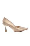 Gold Thin Heeled Womens Evening Shoes 665140 Z