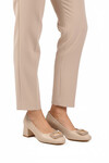 Beige Skin Thick Heeled Womens Evening Shoes 695040 Z